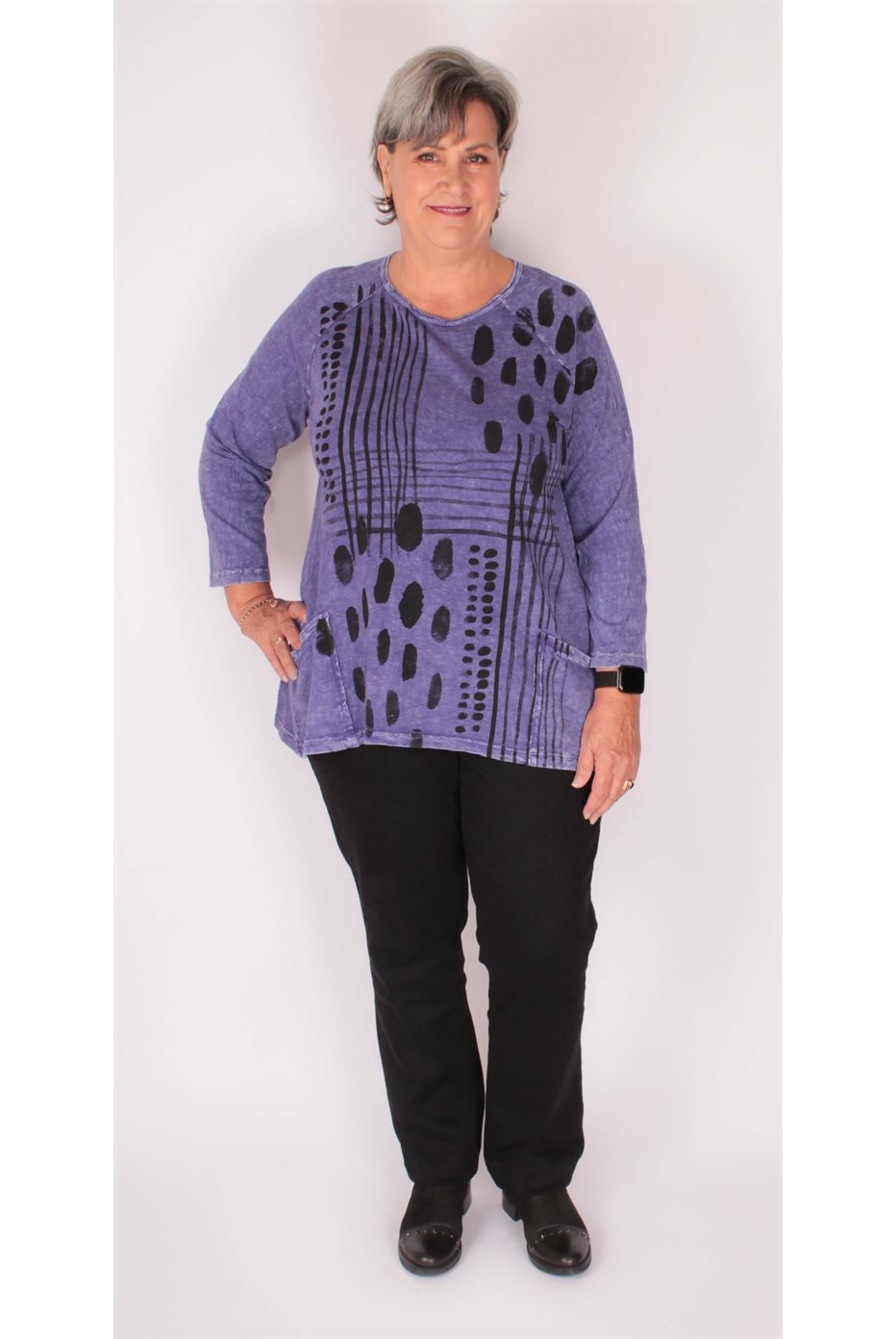 Cotton Slub Tunic pockets Purple